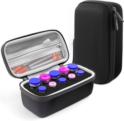 Krypthos 10 Slots Insulin Vial Protector Case front view showing the durable black water resistant exterior shell