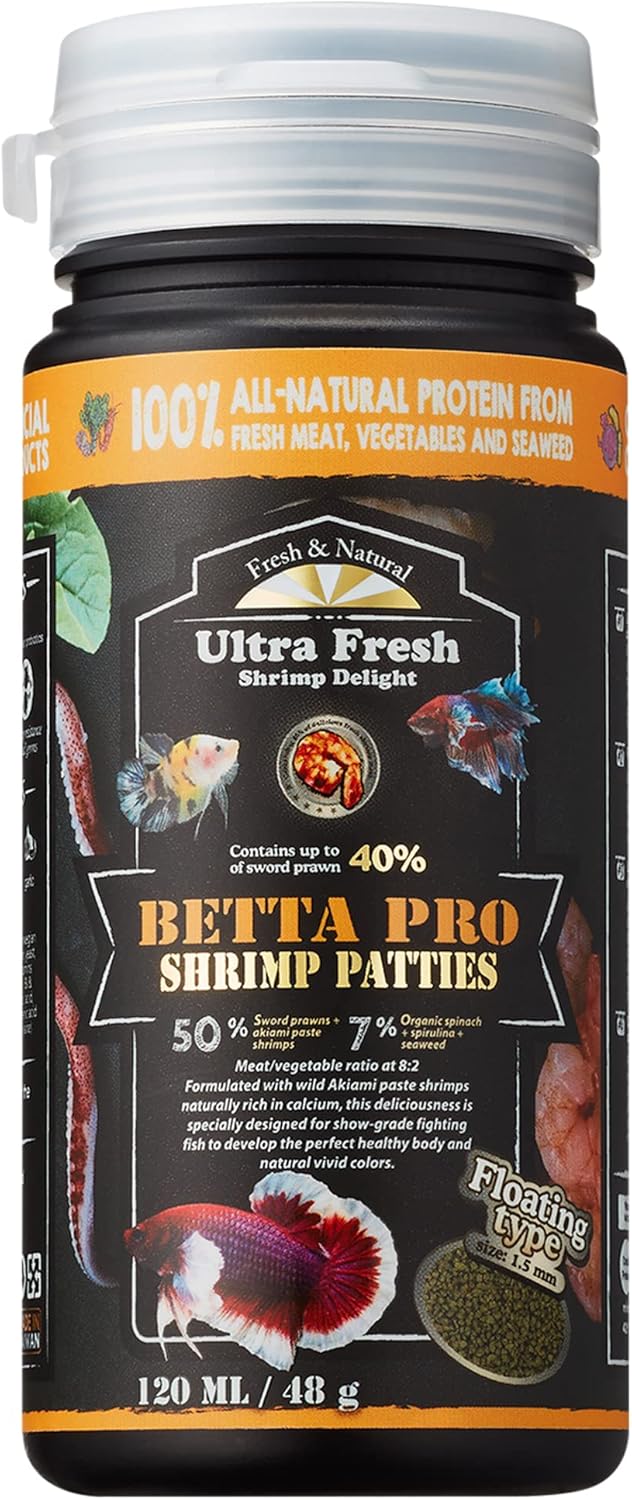Ultra Fresh betta fish food 0.7 ounce container back view
