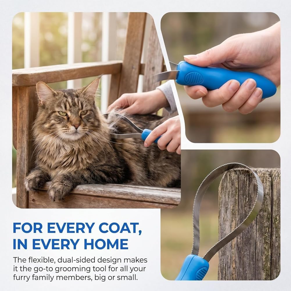 Using shedding blade on dog coat