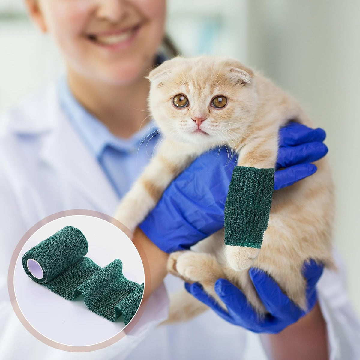 Side profile of Threlaco cohesive bandage wrap for pets
