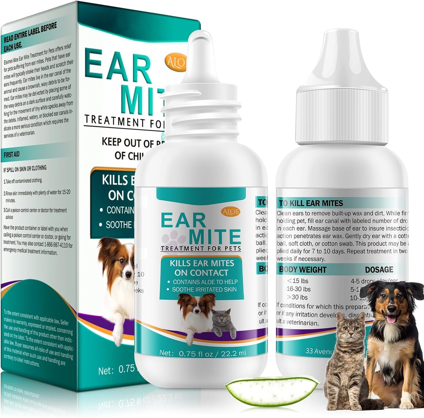 Navna ear mite treatment for dogs and cats bottle front view