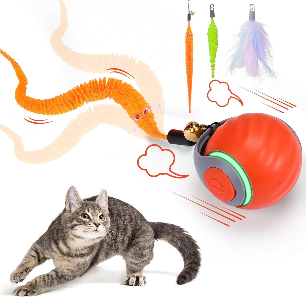 BABORUI Interactive Cat Toy Ball - Automatic Interactive Cat Toys for Indoor Cats with 3 Tails, 2 Speeds Rechargeable Cat Enrichment Toys for Small/Medium/Large Cats to Keep Them Busy(Blue) - Image 11