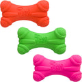 Hartz DuraPlay Bone Squeaky Latex Dog Toy pack front view showing three bacon scented bones.
