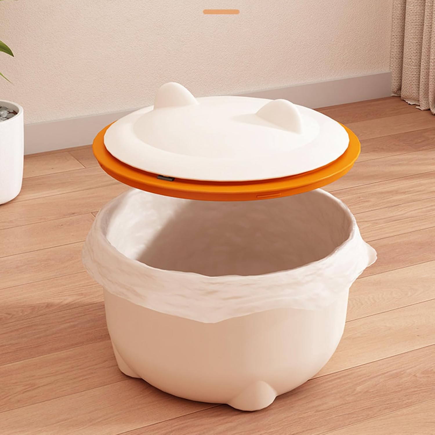 Compact cat litter waste container side profile