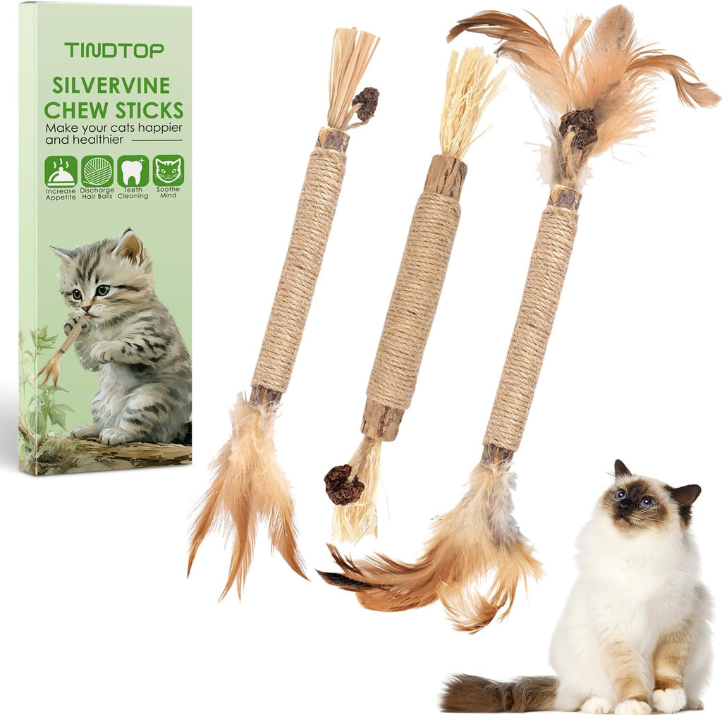TINDTOP Silvervine Chew Sticks for Cats, 10 Pack Natural Catnip Chew Toys | for Kittens Teeth Cleaning, Matatabi Dental Care, Increase Appetite, Calm Cat Anxiety and Stress, Aggressive Chewers Toy - Image 10
