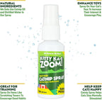 High potency steam distilled catnip spray packaging detail demonstrating the mess free mist applicator nozzle.
