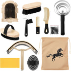 Abbylike 12 Pieces Horse Grooming Kit Racing Festival Tack Room Supplies Horse Brush Sets Equine Care Cleaning Kit Shedding Grooming Massaging Tools(Khaki) - Image 12