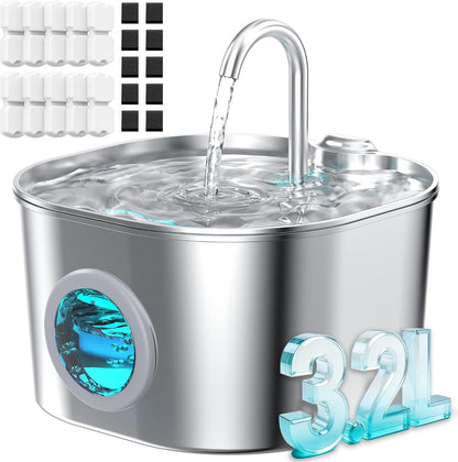 Cat Water Fountain with 8 Filters + 5 Sponges,Small Pet Waterer Dispenser Fountains for Drinking Cats Indoor Metal Automatic Waterer Bowl 24/7 Running Auto Kitty Watering Supplies Quiet Pump - Image 12