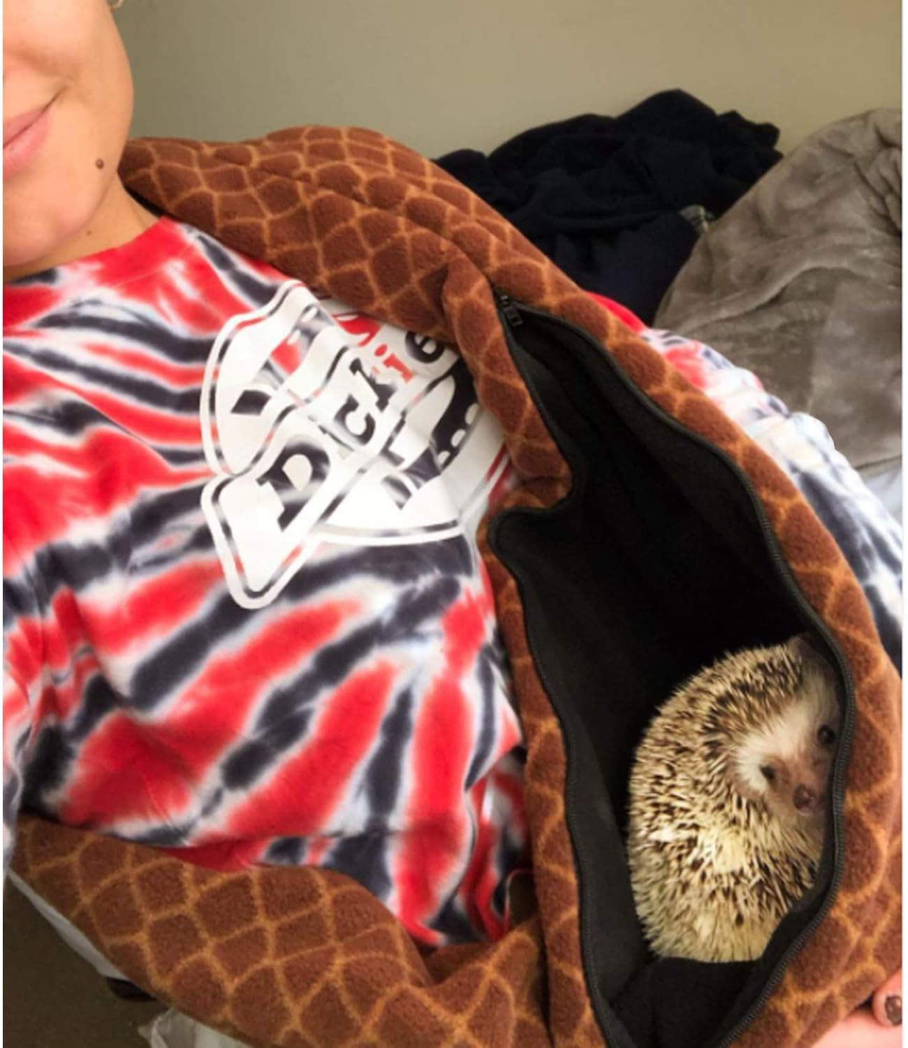 Exotic Nutrition fleece scarf being worn for small pets