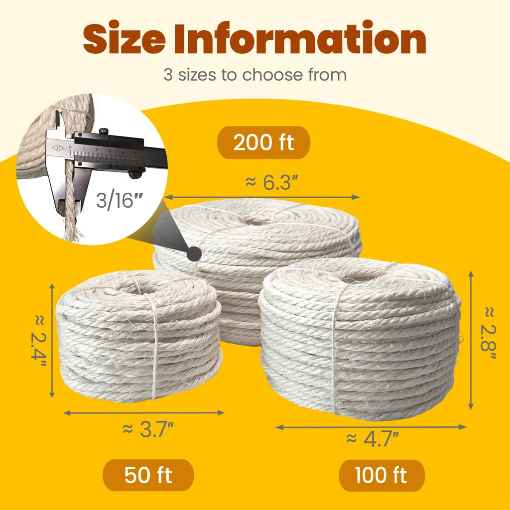 Hand holding AretyLumioo sisal rope for cat tree maintenance