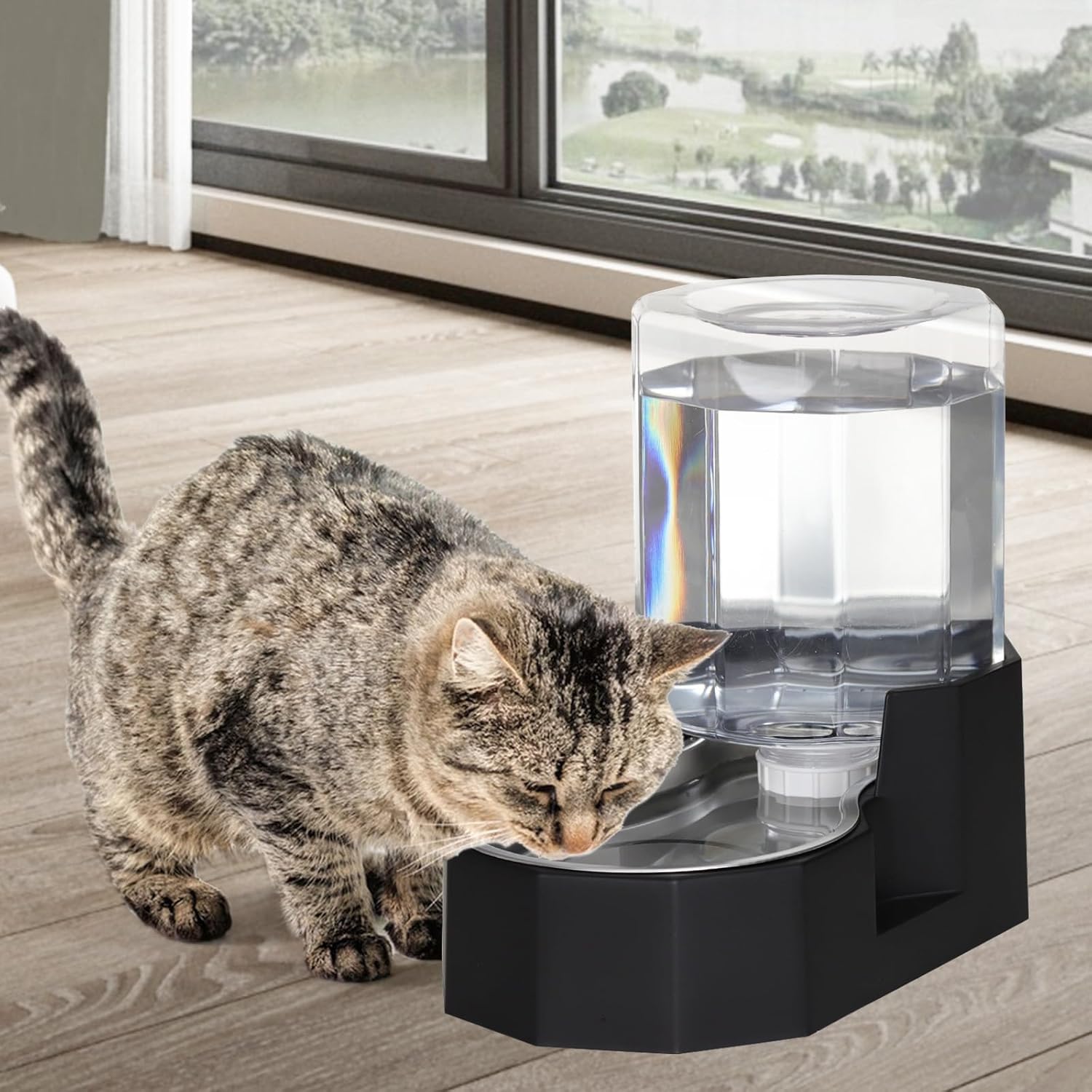 Sfozstra USA imported premium stainless steel waterer for multiple cats and medium dogs.