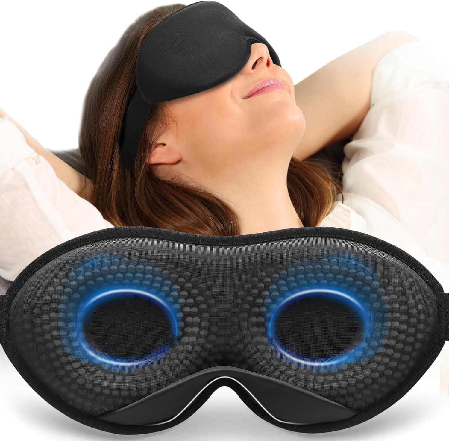 Mabao weighted 3D blackout sleep mask front view for travel