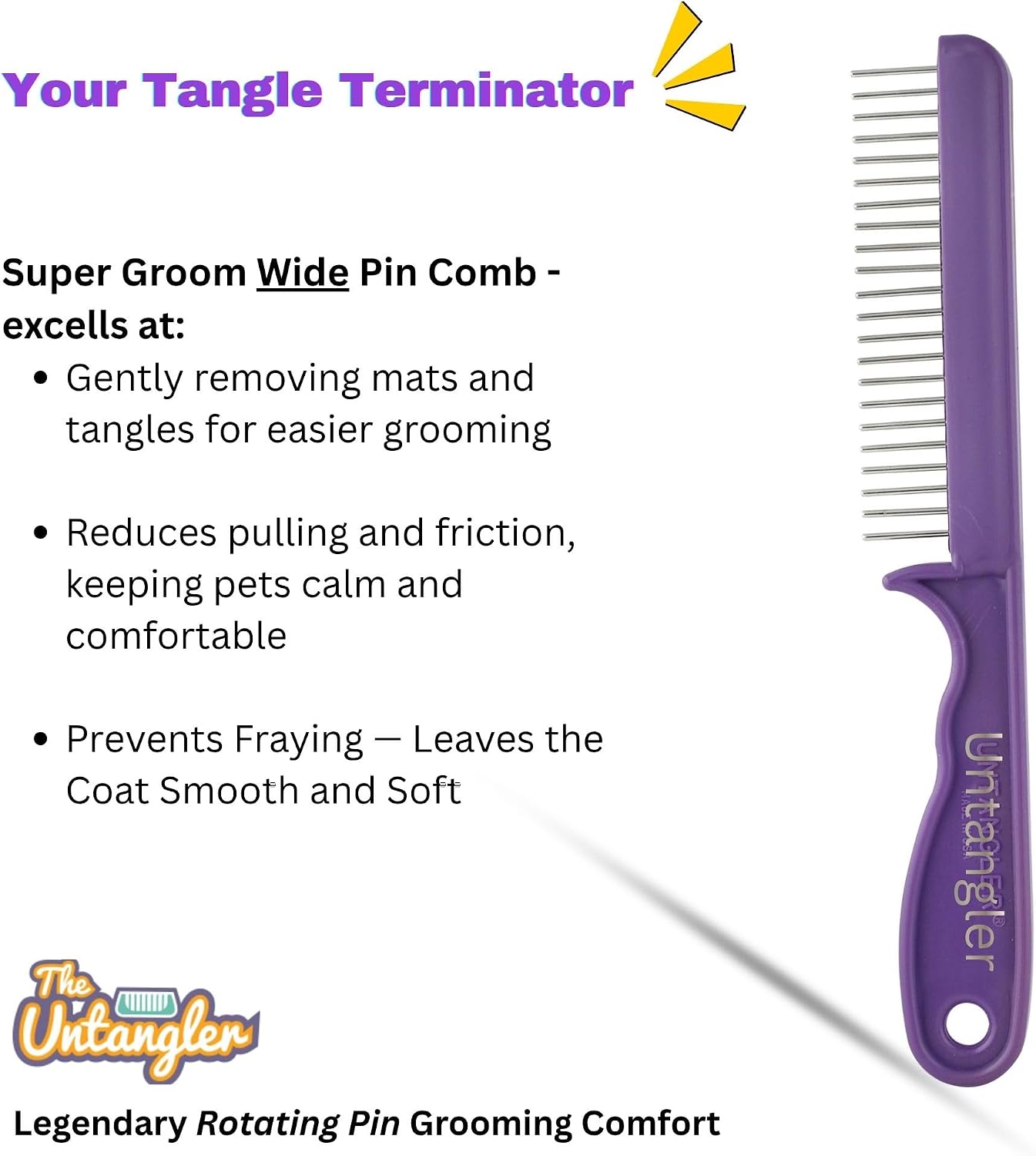 Royal Purple Untangler pet grooming tool for professional mat removal