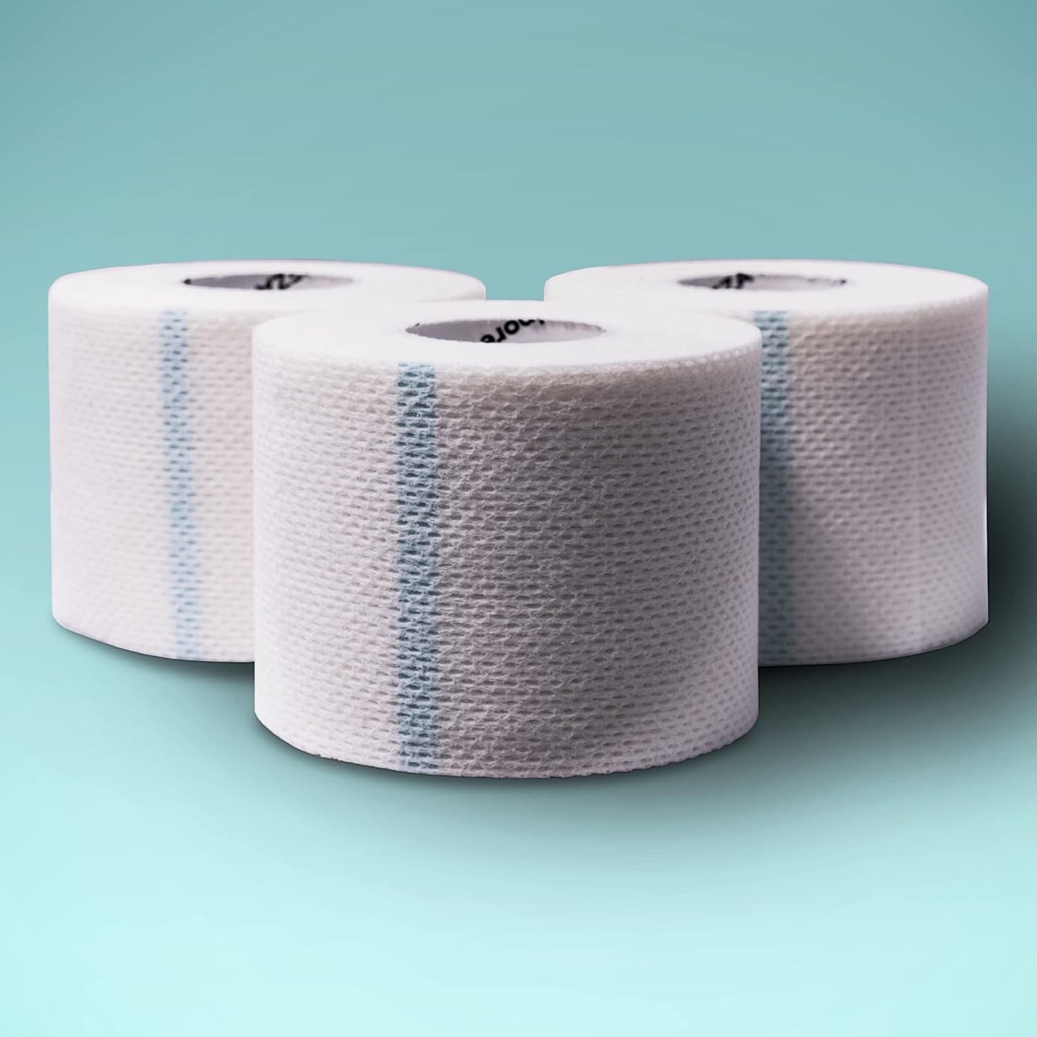 Areza Medical Fabripore surgical tape front view showing three premium cloth rolls in box packaging