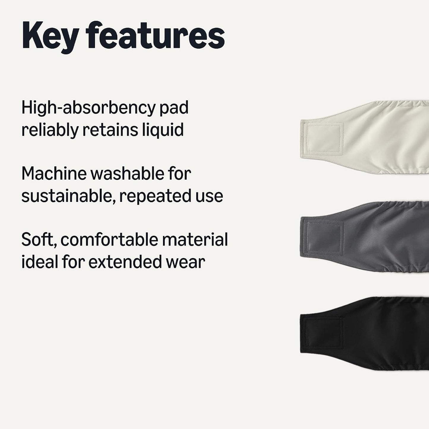 Extra small reusable dog pee wraps showing the adjustable hook and loop strap mechanism.