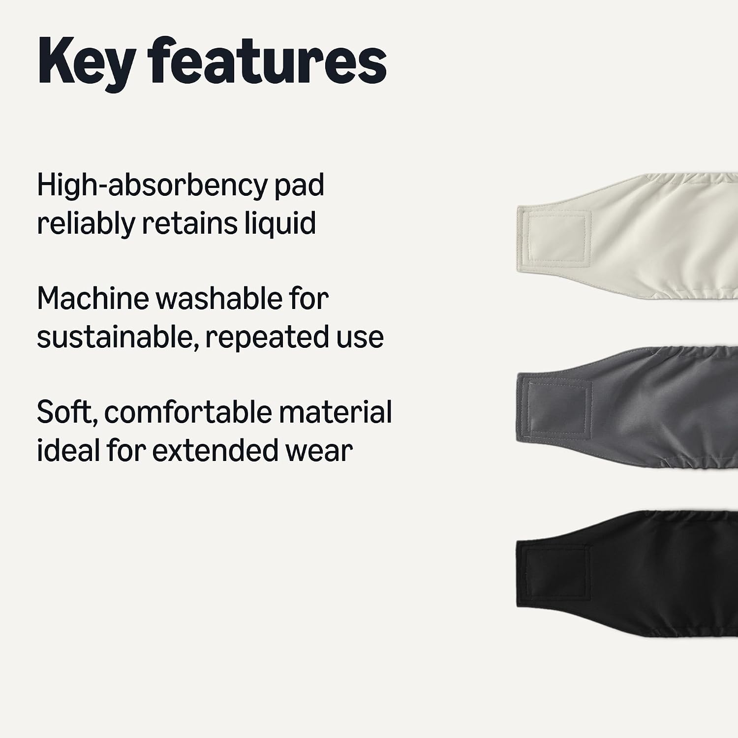 Extra small reusable dog pee wraps showing the adjustable hook and loop strap mechanism.