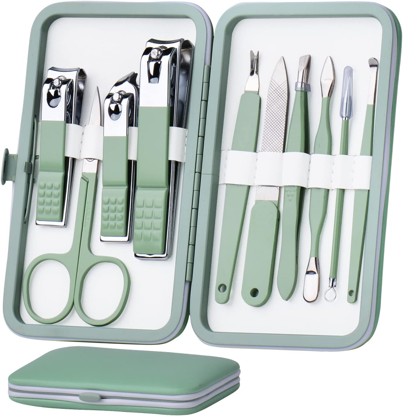 Yanci 10 in 1 stainless steel manicure set front view