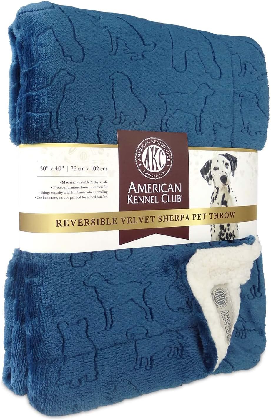 American Kennel Club Premium Velvet Sherpa Pet Blanket Soft and Warm Pet Throw for Dogs & Cats - 40"x30" - Brown - Image 10