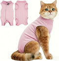 Odyqig cat spay recovery suit front view pink