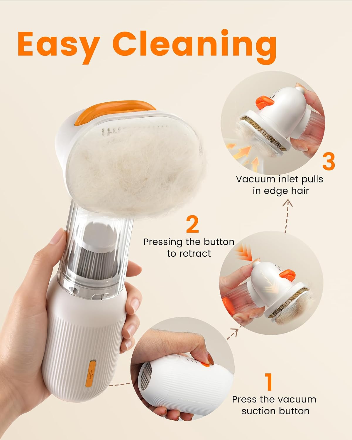 Full view of the premium USA imported pet shedding vacuum package layout.