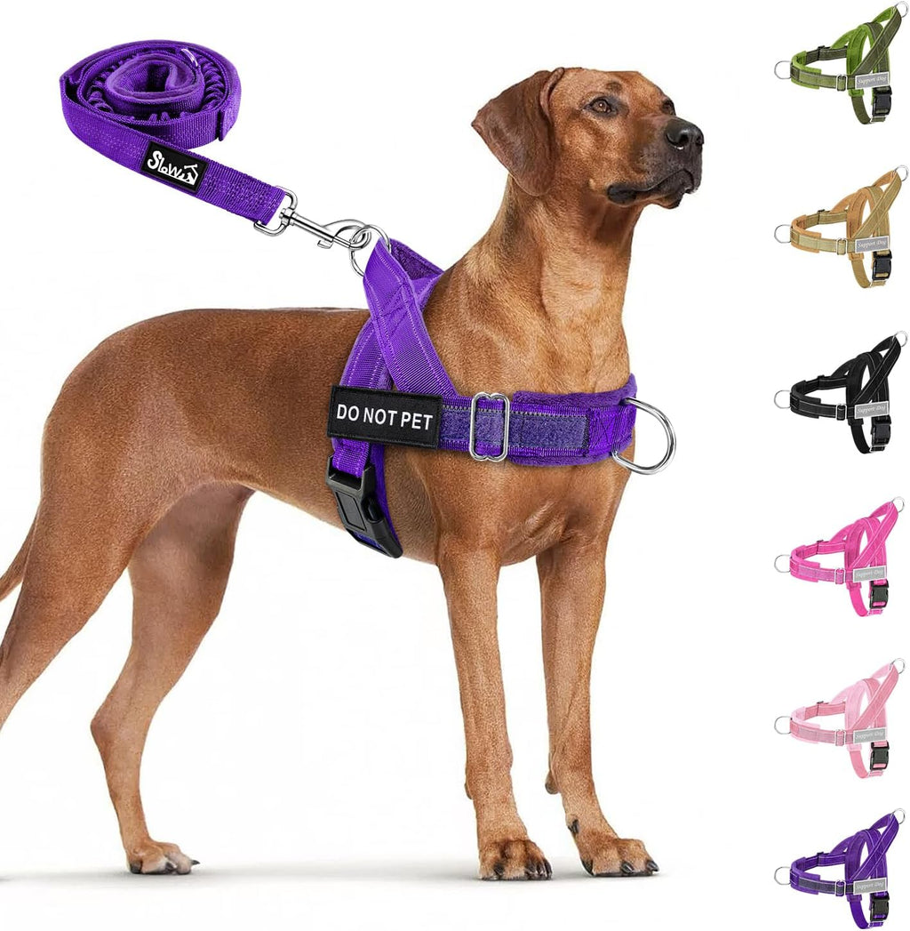 SlowTon No Pull Dog Harness - Heavy Duty Dog Harness and Leash Set for Medium Large Dogs, Reflective Tactical Harness with Soft Padded and Front Clip for Easy Walk and Training (Black L) - Image 11