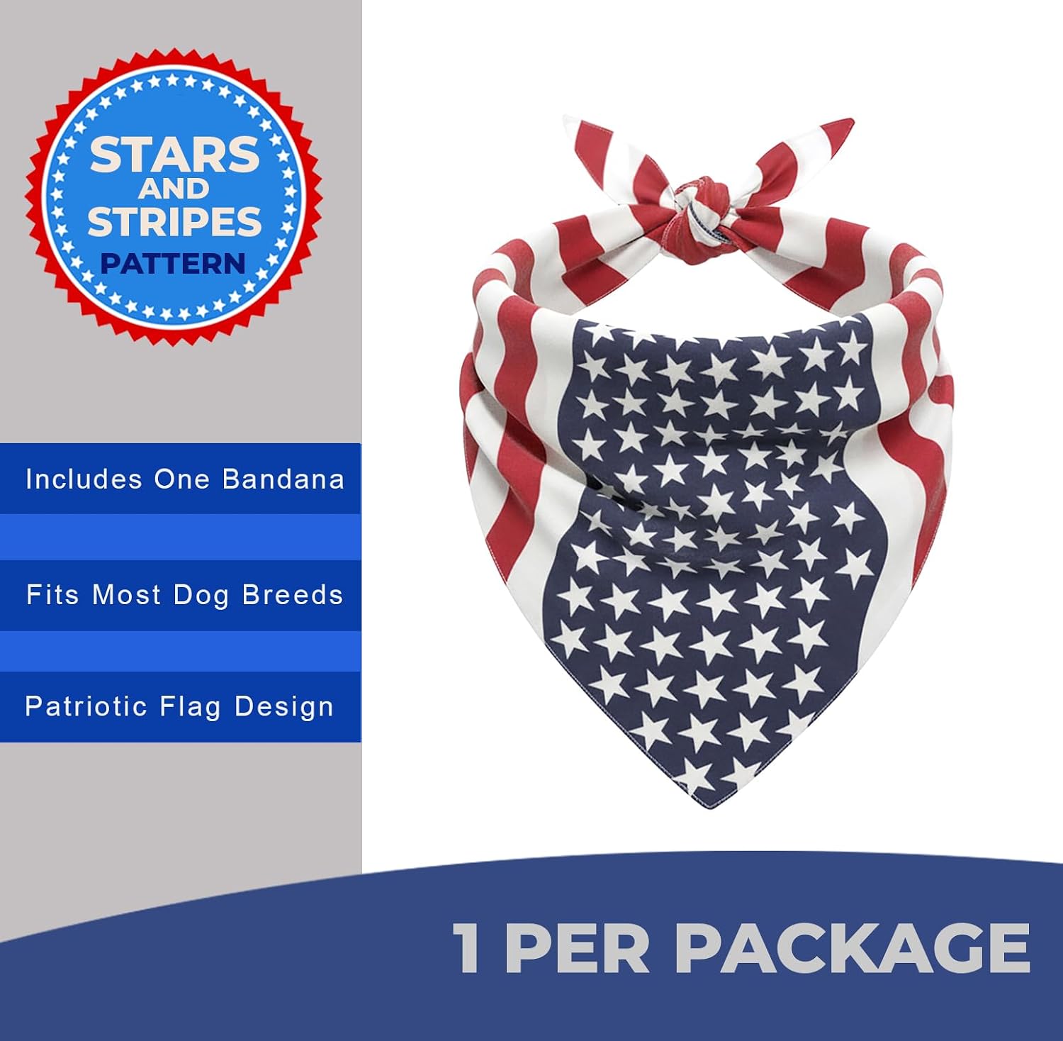 Adjustable USA themed dog clothes styled on a medium sized puppy collar area