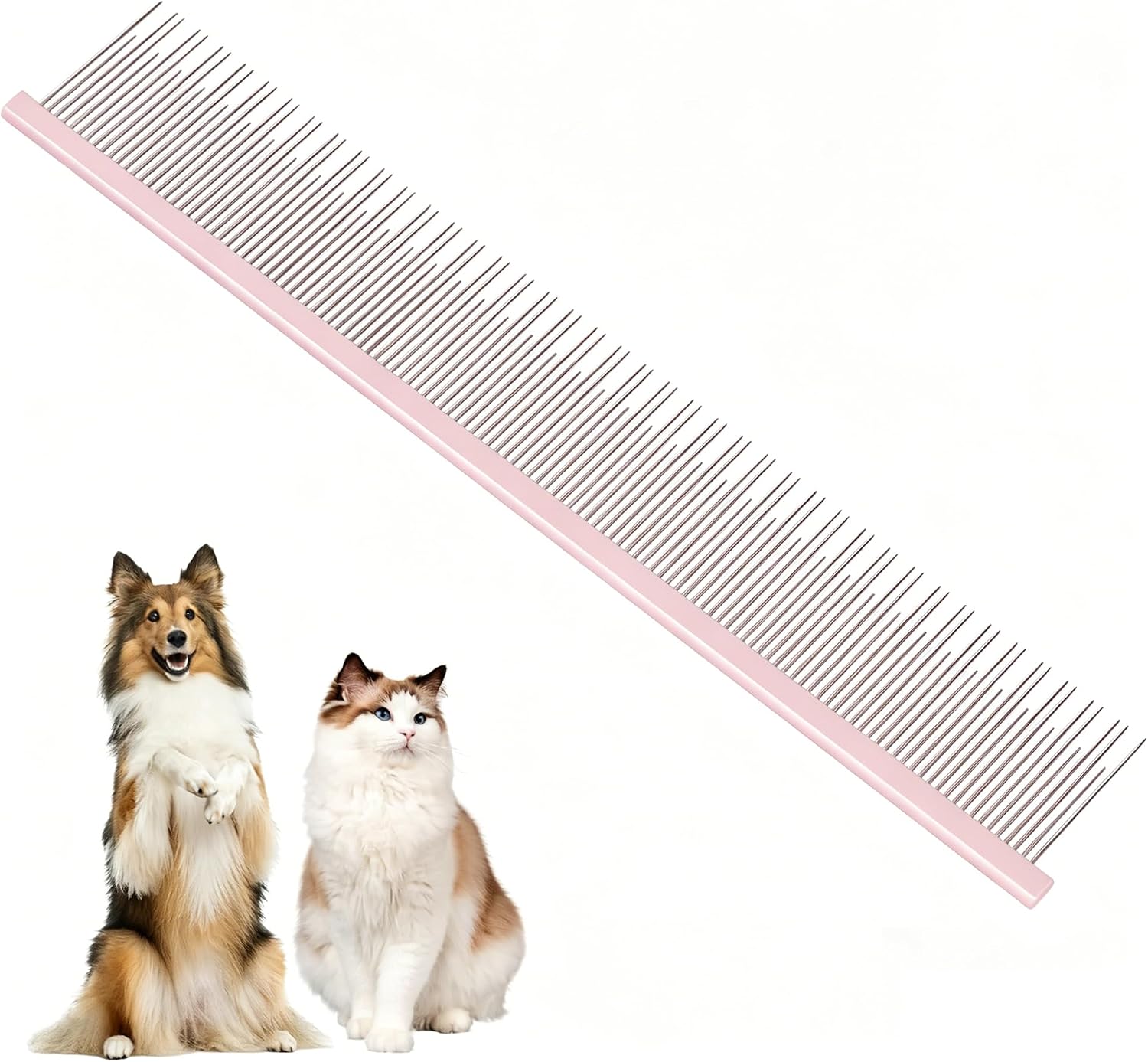 8.5 Inch Dual Tooth Pet Comb for Mats and Tangles,Poratable Grooming Dematting Comb for Indoor Long-haired Cats and Dogs,Pet Family Supplies,Removing Tangles,Knots,Undercoat and Excess Hair - Image 9