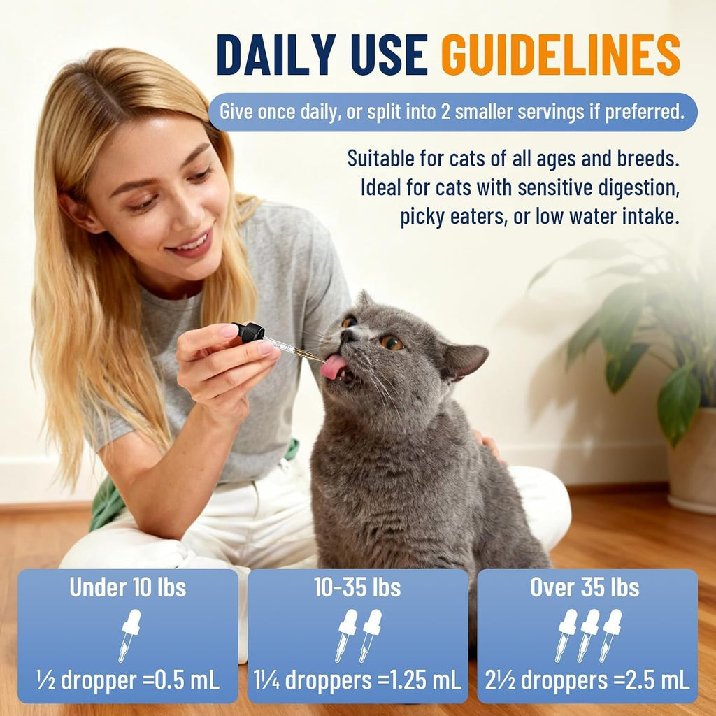 Multi age cat laxative liquid supplement for senior cats and kittens digestive care