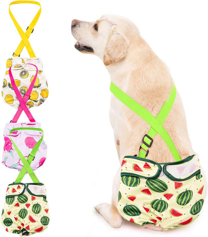 3 Pack Avont Washable Female Dog Diaper with Suspender, Reusable Girl Doggie Diapers for Small Medium Large Doggy in Heat Cycle Period Incontinence -L - Image 11