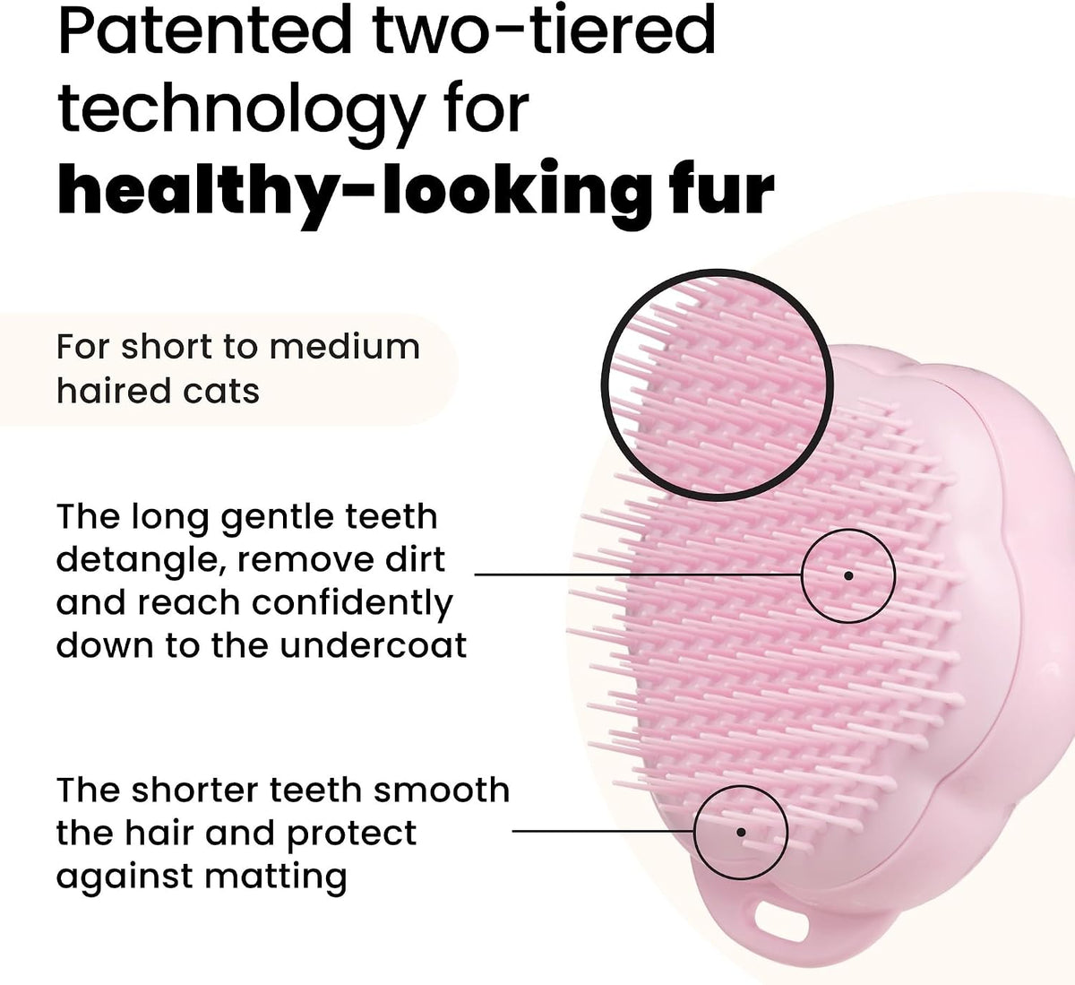 Tangle Teezer cat grooming tool showing two-tiered teeth design