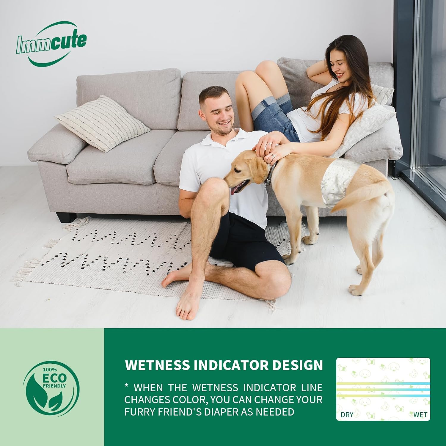 Premium imported IMMCUTE disposable belly bands for male puppy training