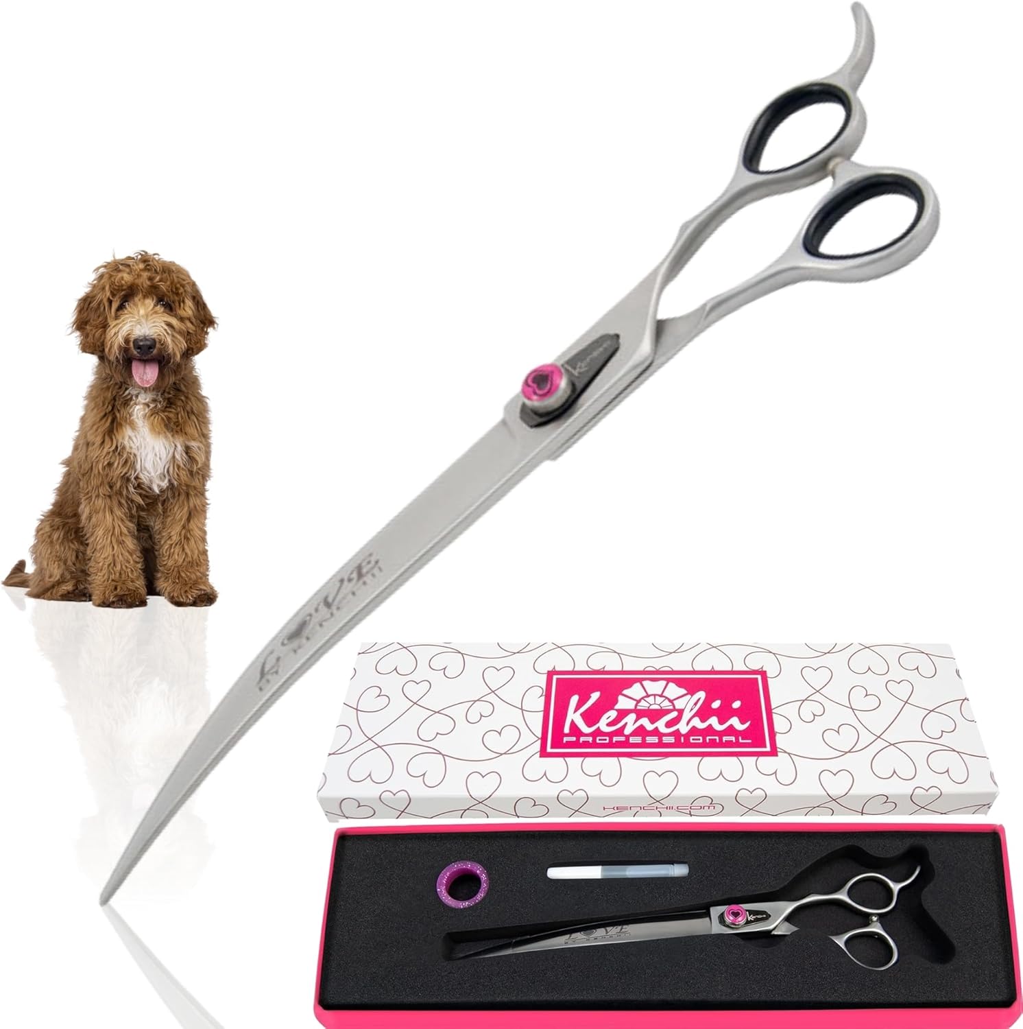 Kenchii Love Dog Grooming Scissors, 6.5 Inch Curved Balltip Shears, Dog Scissors for Grooming, Professional Pet Grooming Scissors, Safety Round Tip Shears - Image 12