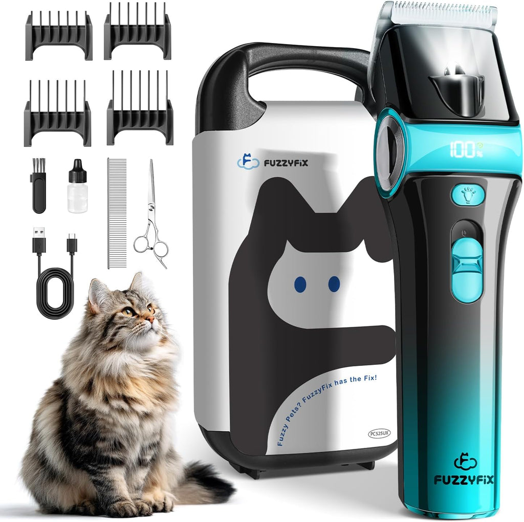 FuzzyFix detachable stainless steel pet grooming blade adjustment close-up