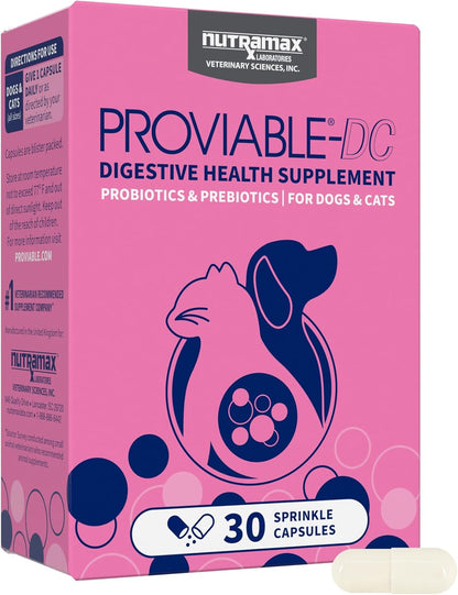 Nutramax Proviable Probiotics for Dogs and Cats, Daily Digestive Health Supplement with Multiple Strains of Bacteria, Cat and Dog Probiotics Plus Prebiotics, 80 Capsules - Image 12