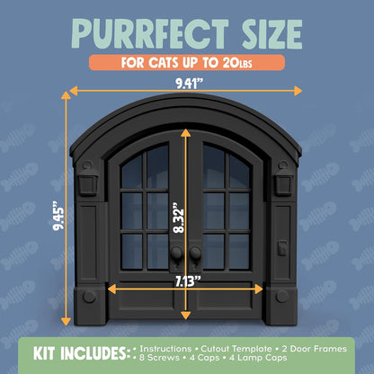 Purrfect Portal premium kitty door opening providing privacy for the litter box room.