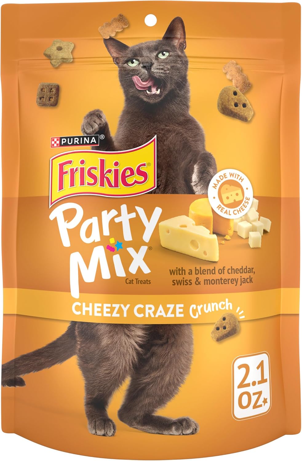 Purina Friskies Cat Treats, Party Mix Cheezy Craze Crunch - 20 oz. Pouch - Image 13