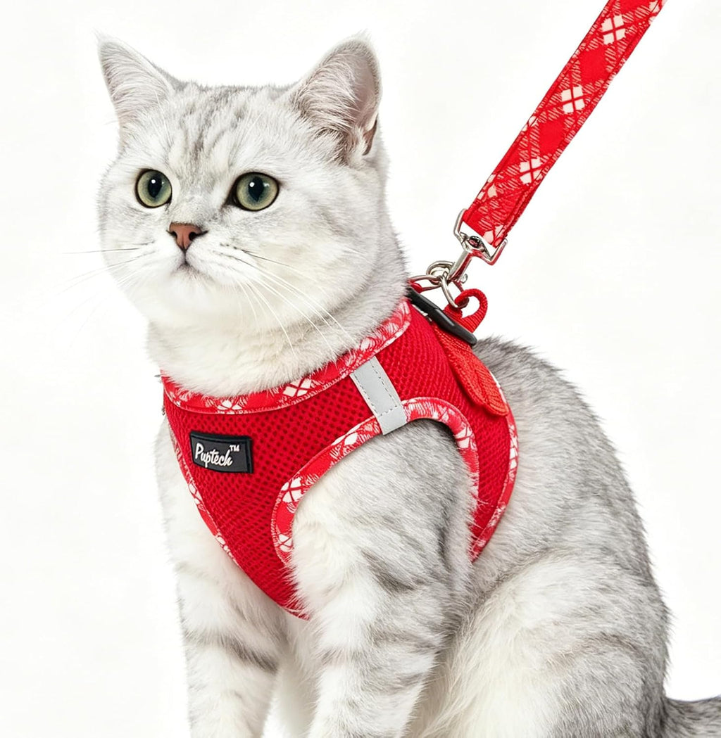 PUPTECK Cat Harness and Leash Set for Small Medium Cats, No Pull Step-in Soft Mesh Puppy Cat Vest Harnesses Reflective at Night, Green, S - Image 10