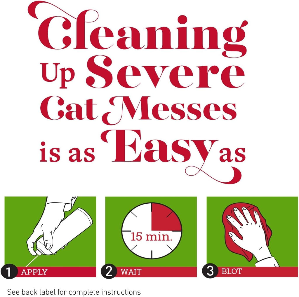 Pet stain cleaner container back instructions panel