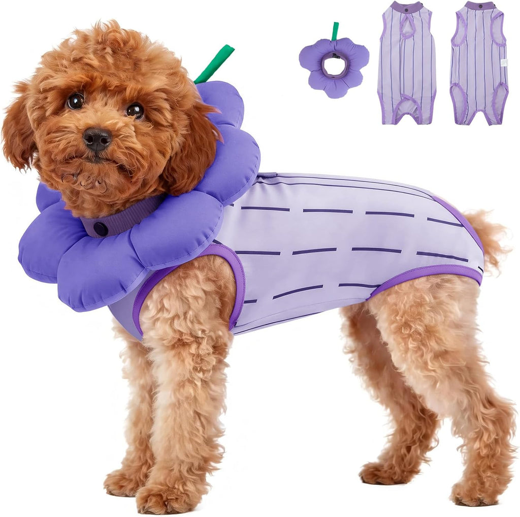 EMUST Cat Surgery Recovery Suit for Female Cats, Adjustable Soft Cute Grape E-Collar Alternative Onesie, Breathable Anti-Licking Post-Op Pet Pajamas for Spay & Abdominal Protection(M) - Image 9
