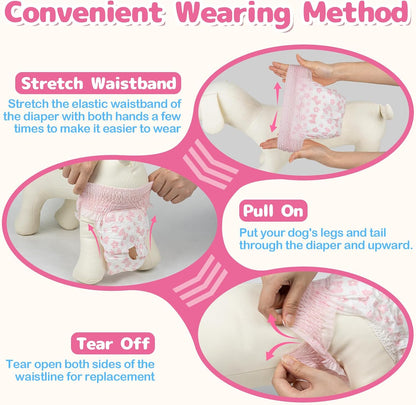 Dono Disposable Pull It Up Female Dog Diapers, 360 degrees Stretchy Waist Puppy Diapers, Super-Absorbent Doggie Diapers with Rapid-Dry Technology Leak-Proof Design for Doggy in Heat Period, S 10 Pcs - Image 9