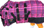 Pink and black plaid miniature horse winter blanket