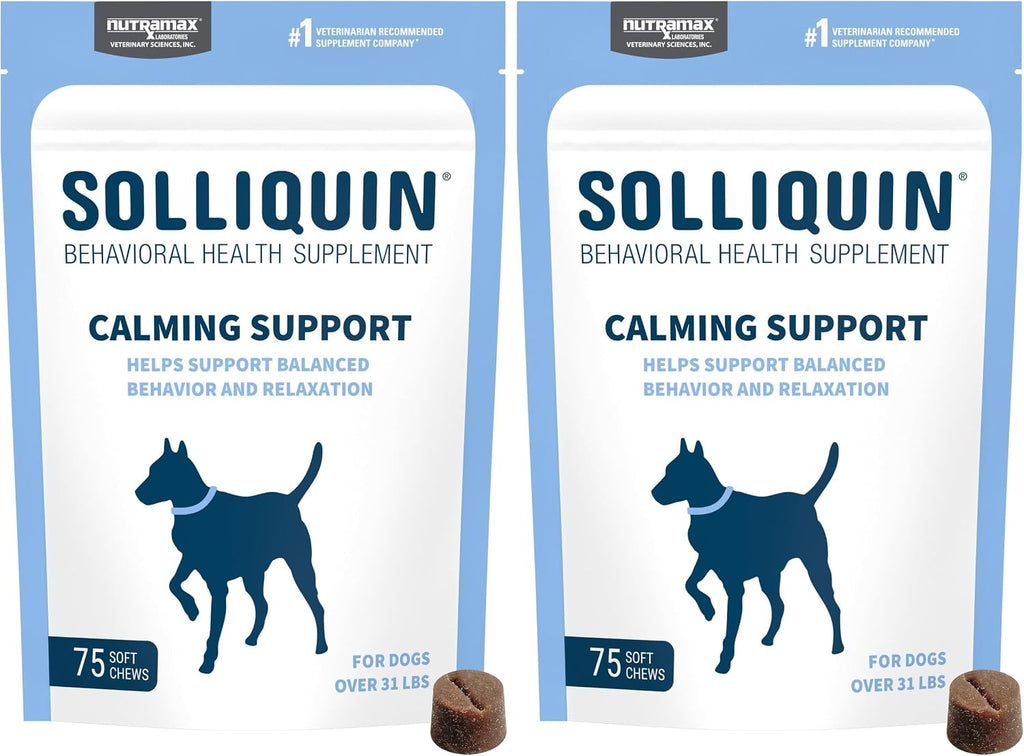 Nutramax Solliquin Calming Support for Dogs, Behavioral Health Supplement with L-Theanine, Magnolia/Phellodendron, and Whey Protein Concentrate, Soft Chews, 75 Count - Image 9