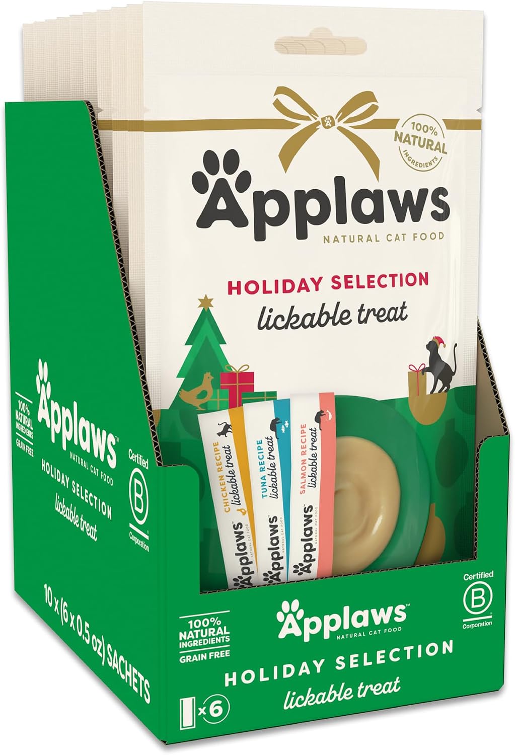 Applaws Lickable Cat Treats, Natural Grain-Free Pure, Made with Limited and Natural Ingredients, No Artificial Additives, Fish Squeeze Up Cat Treats (24 x 0.5 oz Sachets) - Image 9