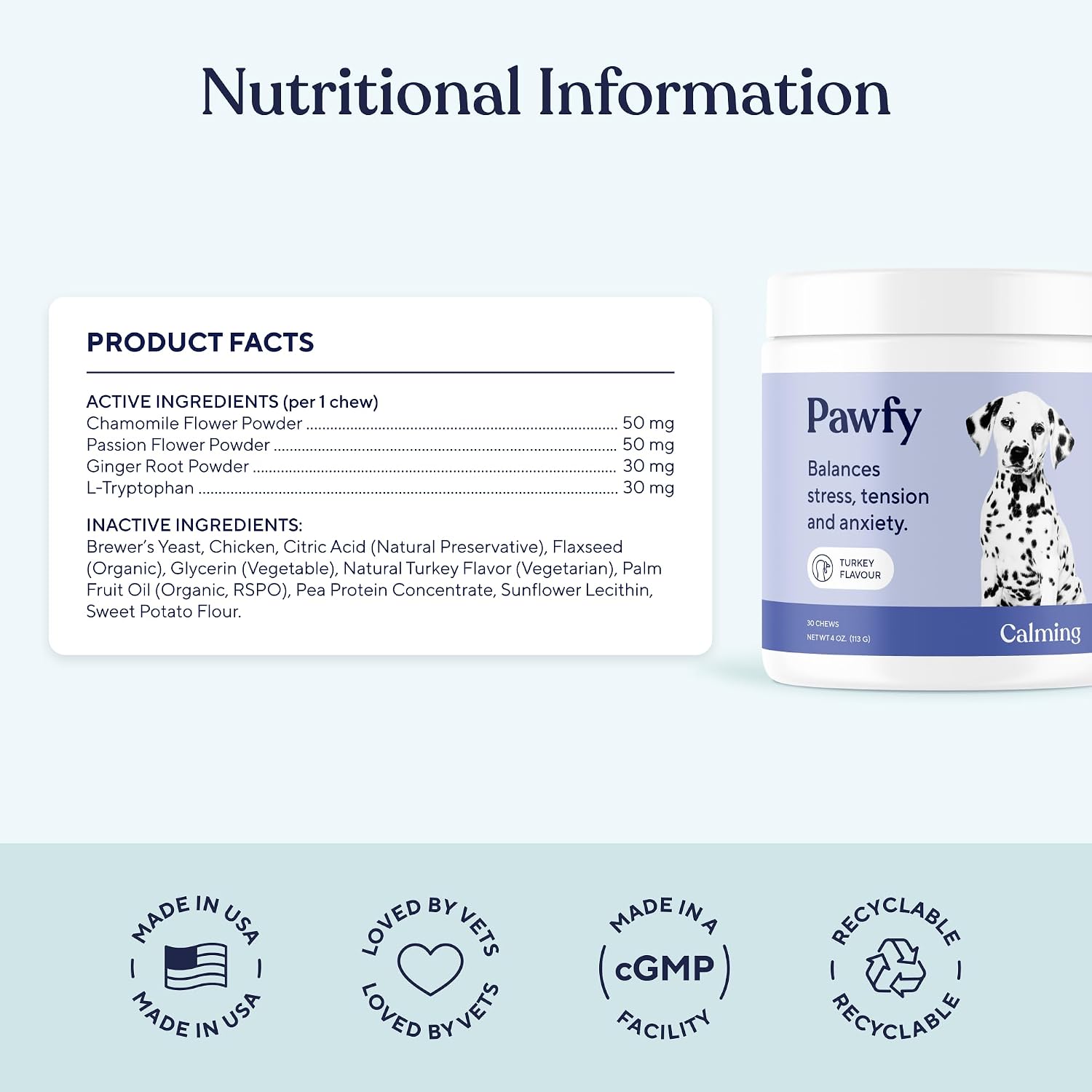 Veterinarian endorsed Pawfy dog anxiety relief chews for thunderstorms and fireworks