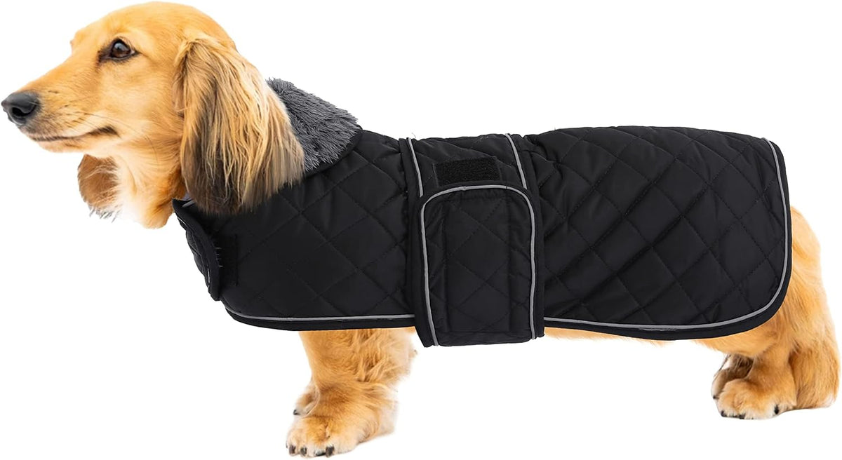 Warm Thermal Quilted Dachshund Coat, Dog Winter Coat with Warm Fleece Lining, Outdoor Dog Apparel with Adjustable Bands for Medium, Large Dog-Pink-M - Image 10