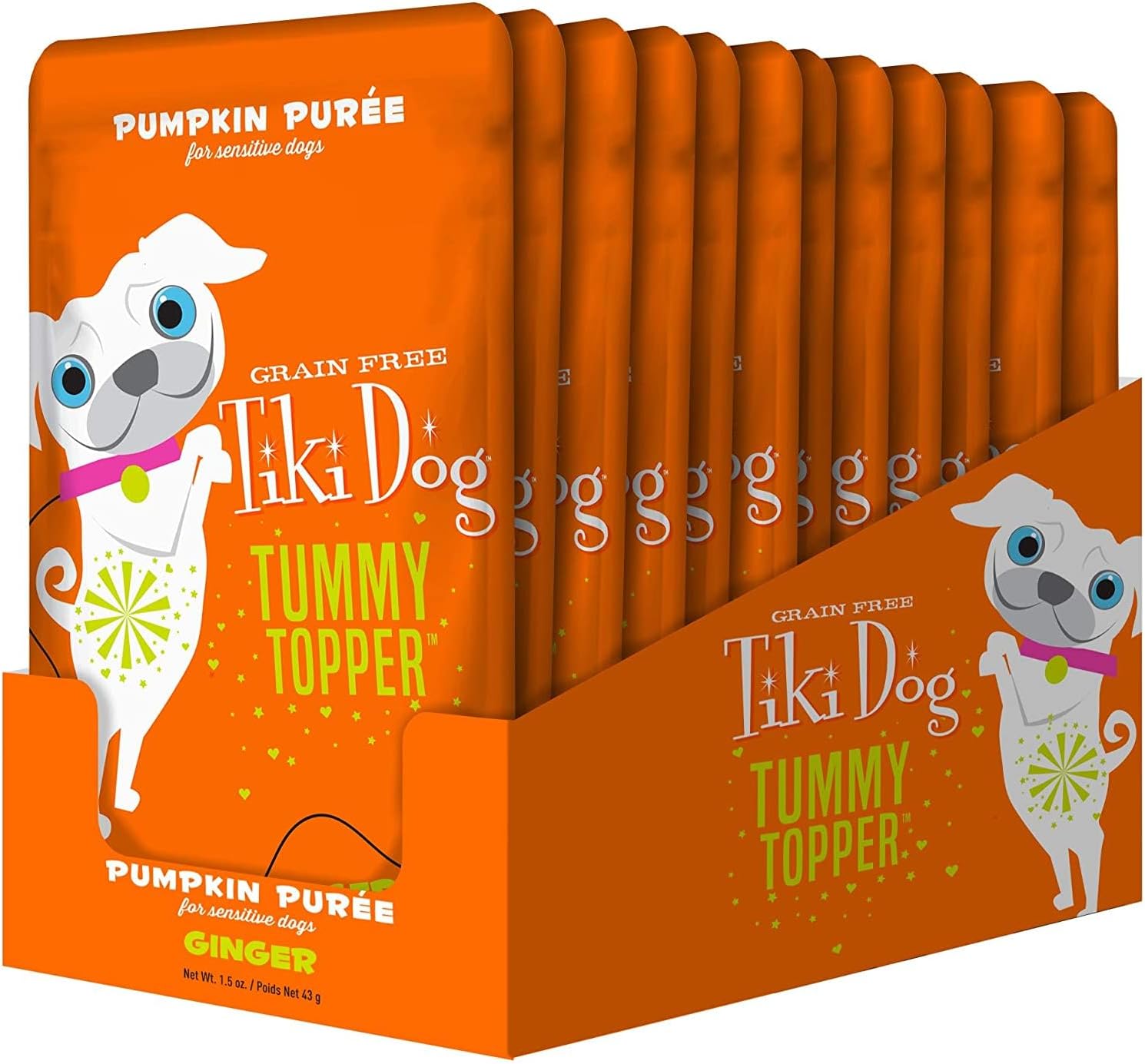 Tiki Dog grain free pumpkin puree with ginger dog supplement twelve pack