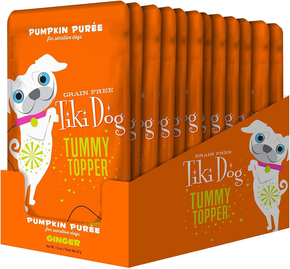 Tiki Dog grain free pumpkin puree with ginger dog supplement twelve pack