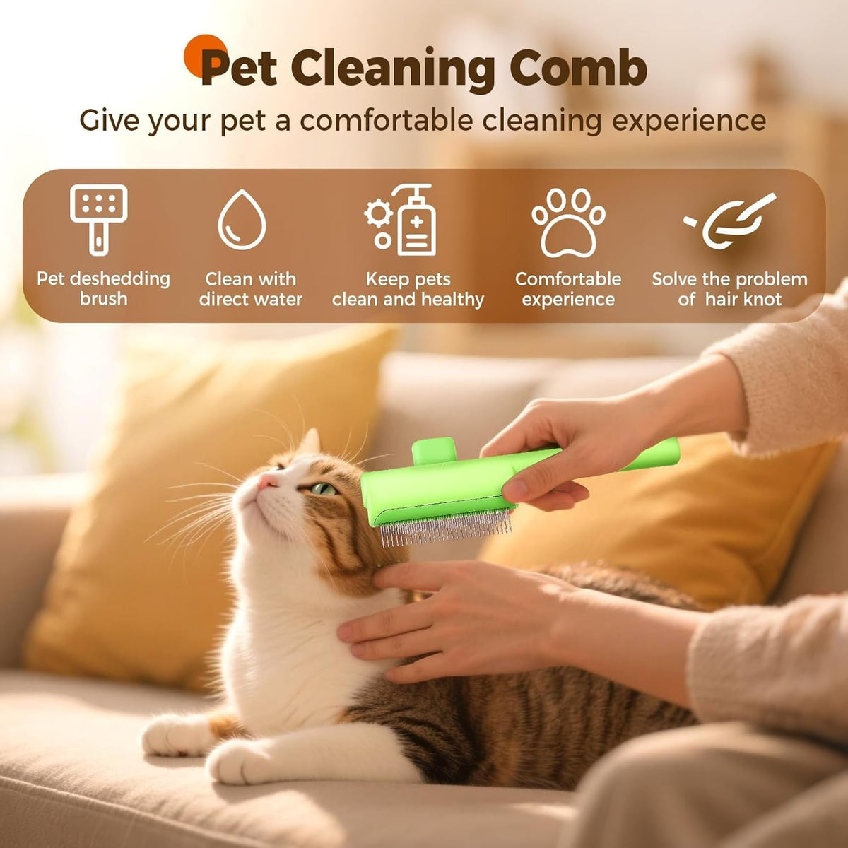 White and green Fecovanti cat and dog grooming tool