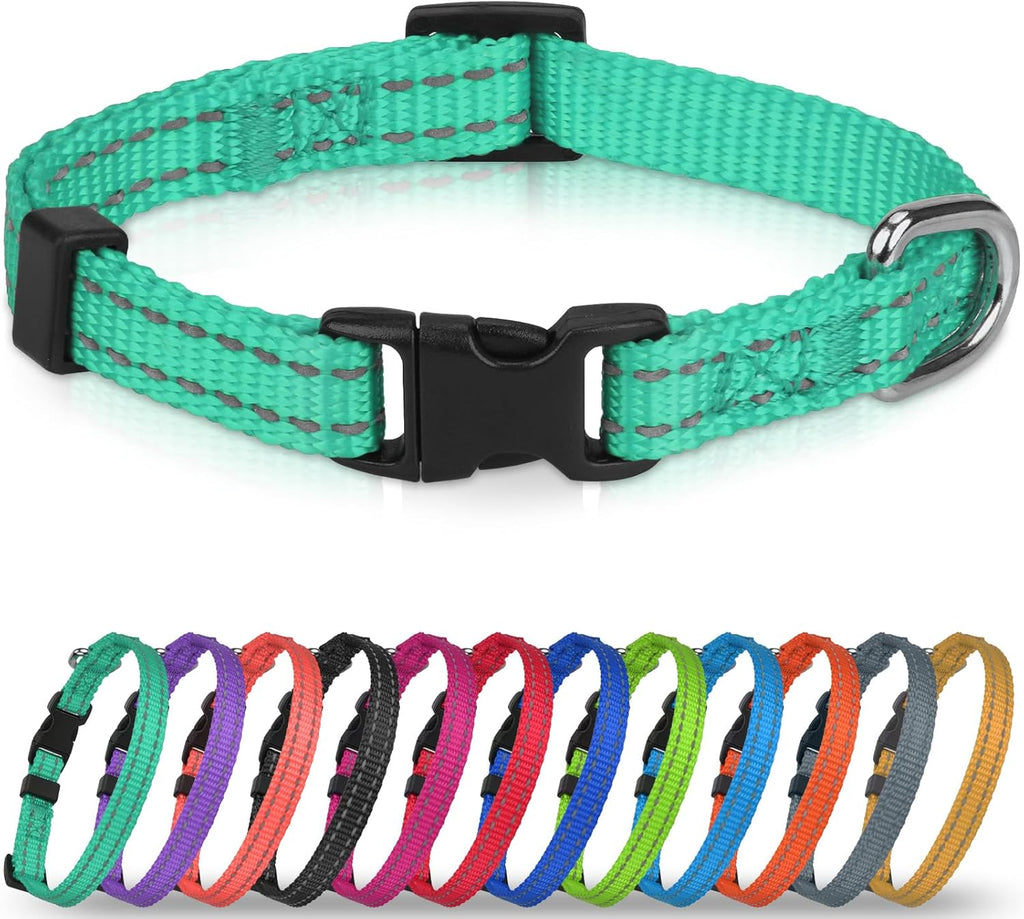 Joytale Dog Collars for Small Dogs, Feather-Light Double-Sided Reflective Nylon Collar for Night Safety, Adjustable Quick-Release for Growing Puppies, Hotpink, S (5/8" Width) - Image 10