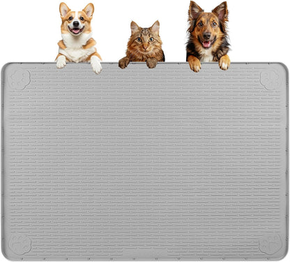 Bartuke extra large silicone dog food mat gray front view
